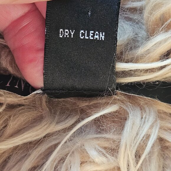 Vintage Boho Faux Fur Vest Women INC L Beige Shaggy 70s Festival Whimsygoth - Picture 7 of 12